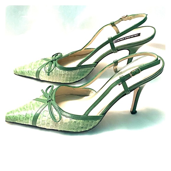 green slingbacks